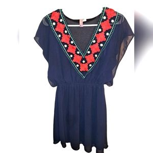 🌺🌷🪻Alya Navy Midi with Embellished V-Neck, M🌺🌷🪻